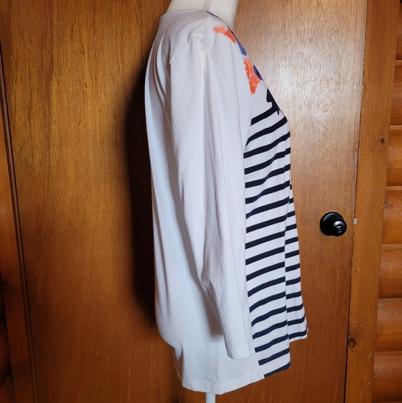 Christopher and Banks Women's Floral Striped Top 3/4 Sleeves Sz M - Picture 4 of 7